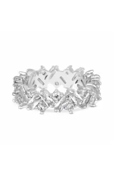 image of Silver Plated Scattered Stone Cubic Zirconia Ring