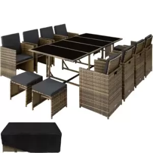 Image of Tectake Garden Rattan Furniture Set Palma With Protective Cover - Brown/Black