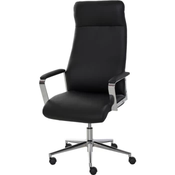 image of Faux Leather High-Back Office Work Chair Swivel Seat w/ Wheels Black - Vinsetto