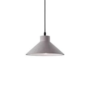 Image of Oil 1 Light Dome Ceiling Pendant Cement Grey, E27