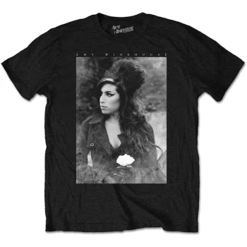 Image of Amy Winehouse - Flower Portrait Unisex Large T-Shirt - Black
