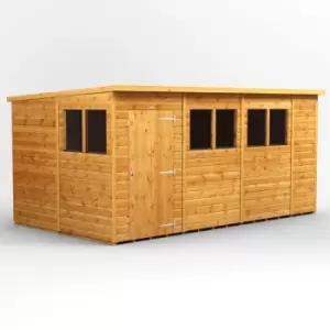 Image of Power Sheds - 14x8 Power Pent Garden Shed - Brown