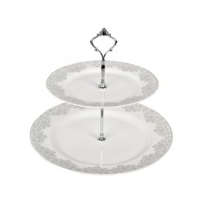 Image of Denby Monsoon Filigree Silver Cake Stand
