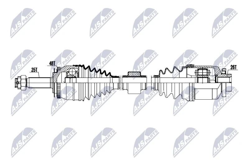Image of NTY NPW-HY-662 Drive shaft 5-Speed Manual Transmission, Front Axle Right Drive Shaft (13)