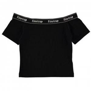 Image of Firetrap Jacquard Bardot Top Junior Girls - Jet Black