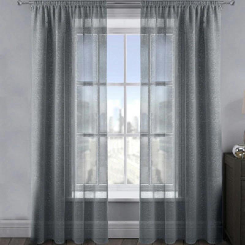 Image of Velosso Alessandria Sheer Voile Panel Slot Top in Dark Grey Size: 137cm width x 229cm drop Dark Grey Unisex 137cm width x 229cm drop