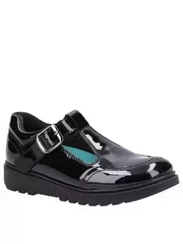Image of Hush Puppies Kerry Senior Patent School Shoes - Black, Size 3 Older