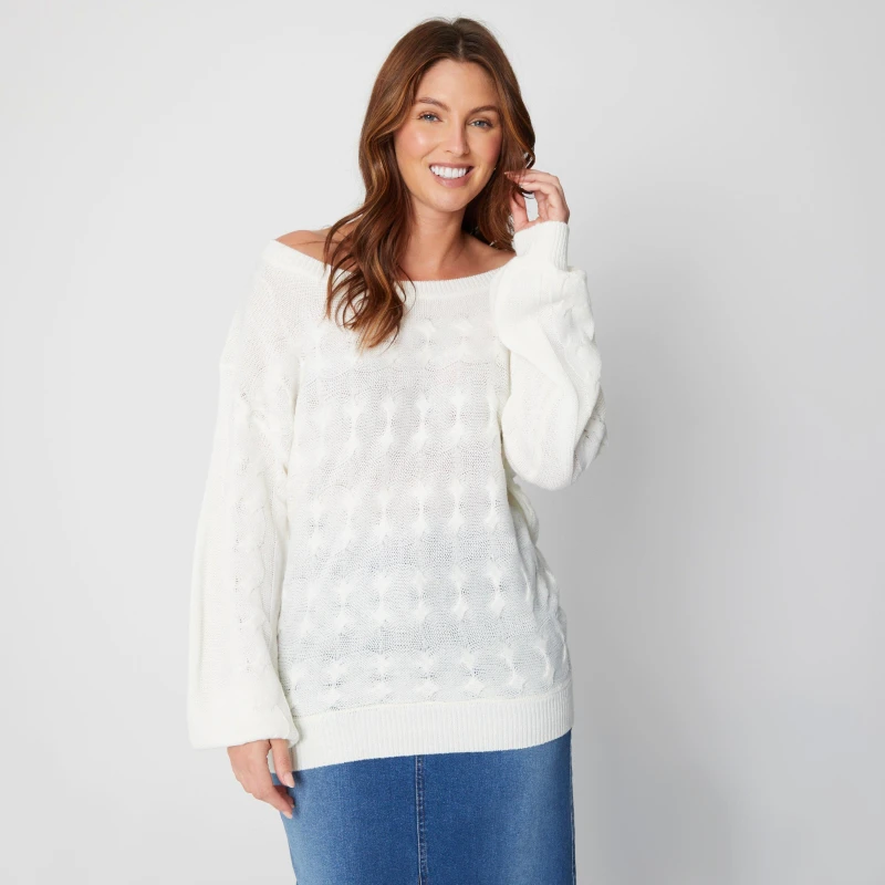 Image of Be You Bardot Cream Jumper Cream 12