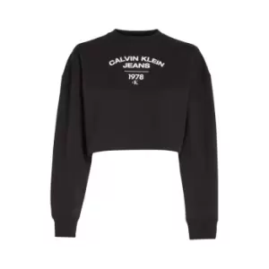 Image of Calvin Klein Jeans Varsity Logo Crewneck - Black