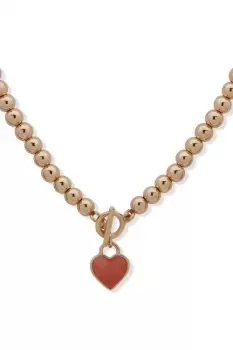 image of Ladies Anne Klein Jewellery NK 16" HEART PENDANT-GLD/CHERY QTZ/CRY Necklace 01N00253