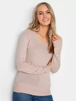 image of Long Tall Sally Blush Marl Scoop Neck Jumper, Pink, Size 10-12, Women