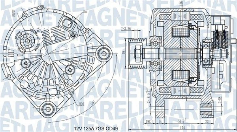 Image of MAGNETI MARELLI Alternator MAGNETI MARELLI 063732058010