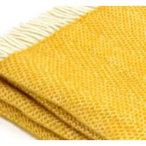 image of Textiles 100% Pure Wool Blanket Beehive Throw Design in Mustard Yellow Made in uk - Multi - Tweedmill