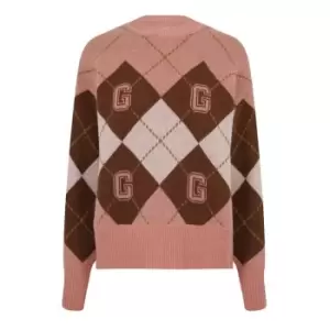 image of Gant Argyle Crew Neck Sweater - Pink