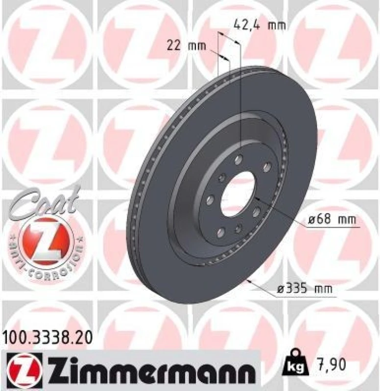 Image of ZIMMERMANN Brake disc ZIMMERMANN 100.3338.20