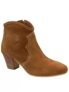 Image of Ravel Teelin Tan Suede Western Ankle Boot, Brown, Size 8, Women