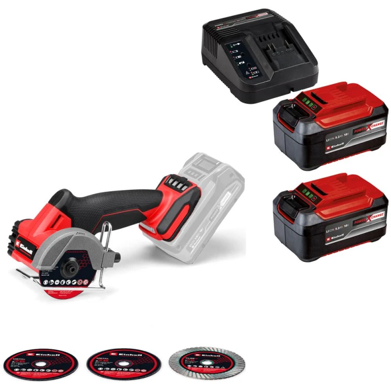 Image of Einhell Professional TP-CO 18/76-C Li BL 18v Cordless Brushless Angle Grinder 76mm 2 x 5.2ah Plus Li-ion Charger No Case TP-CO 18/76-C Li BL