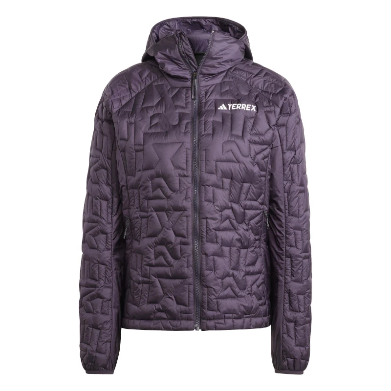 Image of adidas Womens Terrex Xperior PrimaLoft Insulated Hooded Long Sleeve Waterproof Jacket Aurora Black female 12 (M)