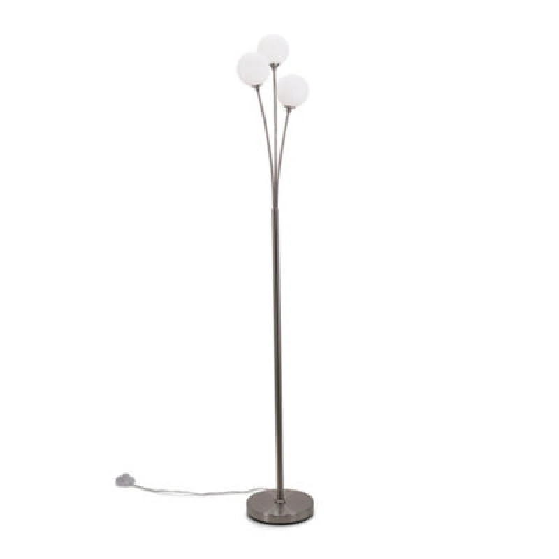 Image of ValueLights Velika 3 Arm Opaque Globe Floor Lamp Light Silver