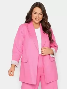 Image of Yours Linen Tailored Blazer Pink, Size 16, Women