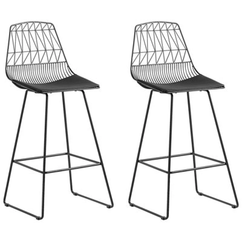 Image of Beliani Set Of 2 Bar Chairs Preston Metal Black