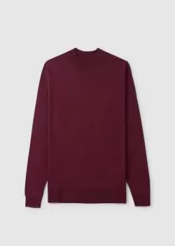 John Smedley Mens Harcourt Pullover Mock Turtle Neck Knit In Bordeaux