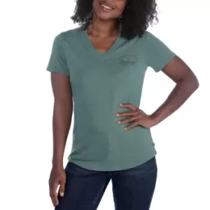 Image of Carhartt Womens Lockhart V Neck Relaxed Fit Graphic T Shirt XS - Bust 33' (84cm)