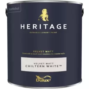 Image of Dulux Heritage Velvet Matt Chiltern White Matt Emulsion Paint 2.5L