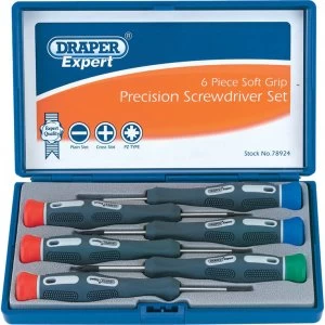 image of Draper Expert 6 Piece Soft Grip Precision Screwdriver Set