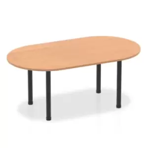 Image of Impulse 1800mm Boardroom Table Oak Top Black Post Leg