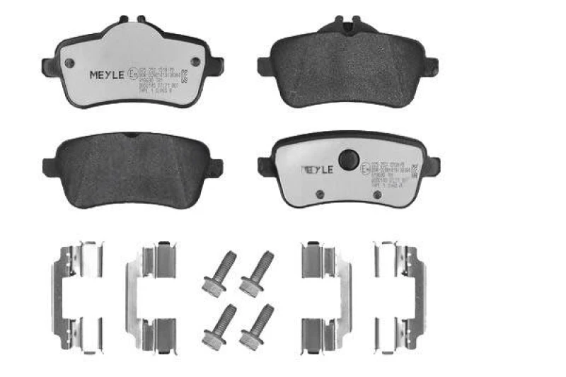 Image of MEYLE 025 252 1518/PD Brake pad set Rear Axle, prepared for wear warning indicator, with accessories, MEYLE-PD Quality, with anti-squeak plate Brake