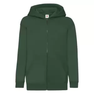 Image of Fruit Of The Loom Childrens/Kids Unisex Hooded Sweatshirt Jacket (7-8) (Bottle Green)