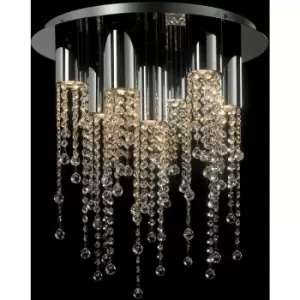 Italux Larix - Classic Flush Ceiling Light Chrome 7 Light with Crystal Shade, GU10