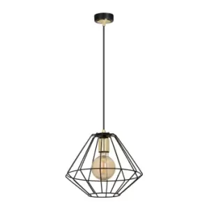 Image of Emibig Alteo Black Wire Frame Pendant Ceiling Light 1x E27
