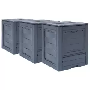 image of Vidaxl Garden Composters 3 Pcs Grey 60X60X73cm 780 L