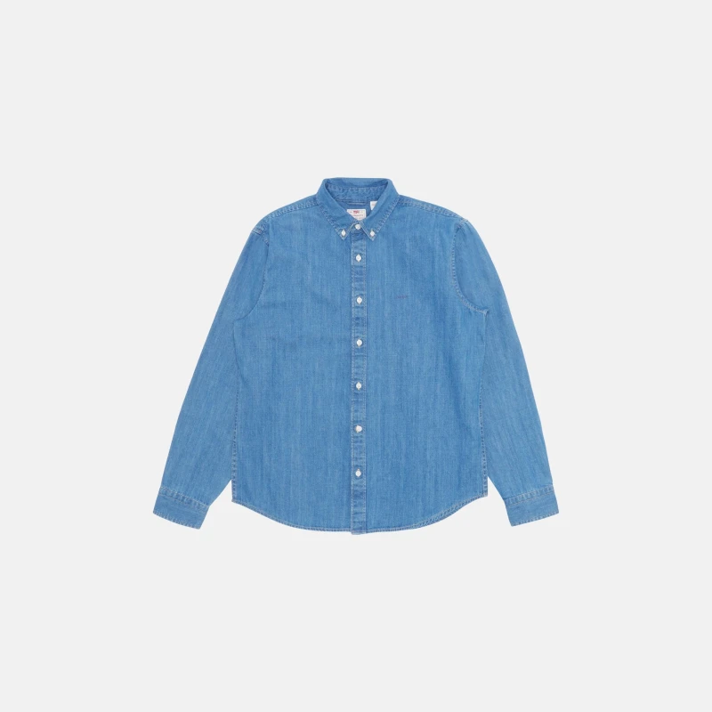 Image of Levis Mens Authentic Button Down Woodrow Long-Sleeve Denim Shirt Woodrow Mid male L