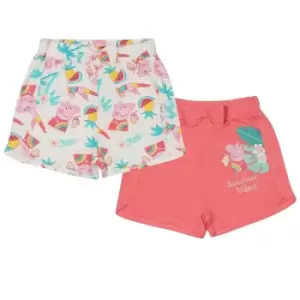 Peppa Pig Girls Sunshine Vibes Shorts (Pack of 2) (2-3 Years) (White/Pink)