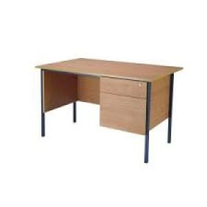 image of Serrion Bavarian Beech 1200mm Four Leg Desk with Three Drawer Pedestal