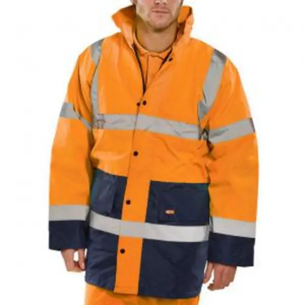 Image of Beeswift CONSTRUCTOR TRAFFIC Jacket TWO TONE FLEECE LINED OrangeNavy BESWCTJFLTTORNXL
