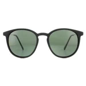 Round Black Rubbertouch G15 Green Polarized Sunglasses