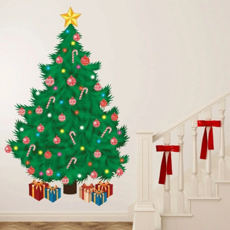 Image of Walplus Traditional Christmas Tree Wall Stickers Wall Art, Diy Art, Home Decorations, Decals