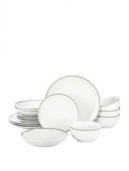 Image of Waterside 16 Piece St Ives Stripe Dinner Set - Grey