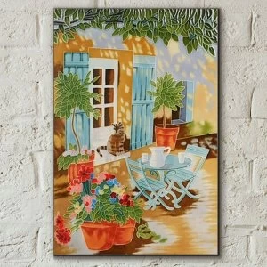 Image of Tile 8x12 Courtyard cat By J.Yates Wall Art
