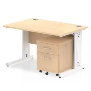 image of Impulse 1200 x 800mm Straight Office Desk Maple Top White Cable