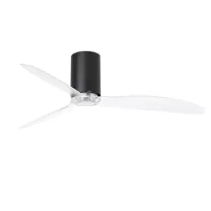 Mini-Tube Matt Black, Transparent Ceiling Fan With DC Motor Smart - Remote Included