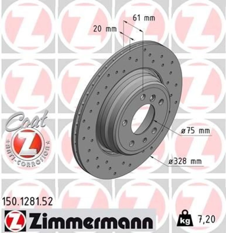 Image of ZIMMERMANN Brake disc ZIMMERMANN 150.1281.52
