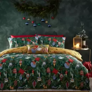 Image of Deck The Halls Christmas Duvet Cover Set Pine Green, Pine Green / King