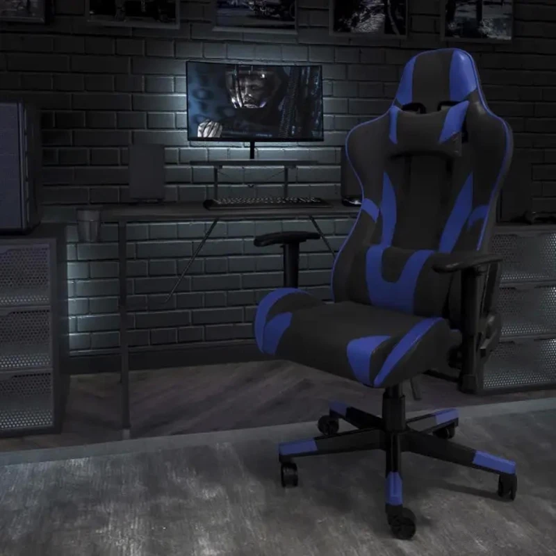 Image of FWStyle FWStyle Black & Blue Bucket Seat Racer Gaming Chair Faux Leather Black One Size Unisex 5056413134066