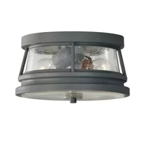 Image of Outdoor IP44 2 Bulb Flush Light Storm Cloud LED E27 60W Bulb Outside External