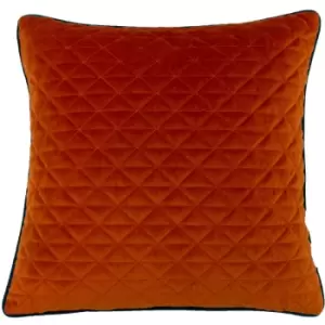 image of Paoletti - Quartz Quilted Cushion Jaffa Orange/Teal - Jaffa Orange/Teal